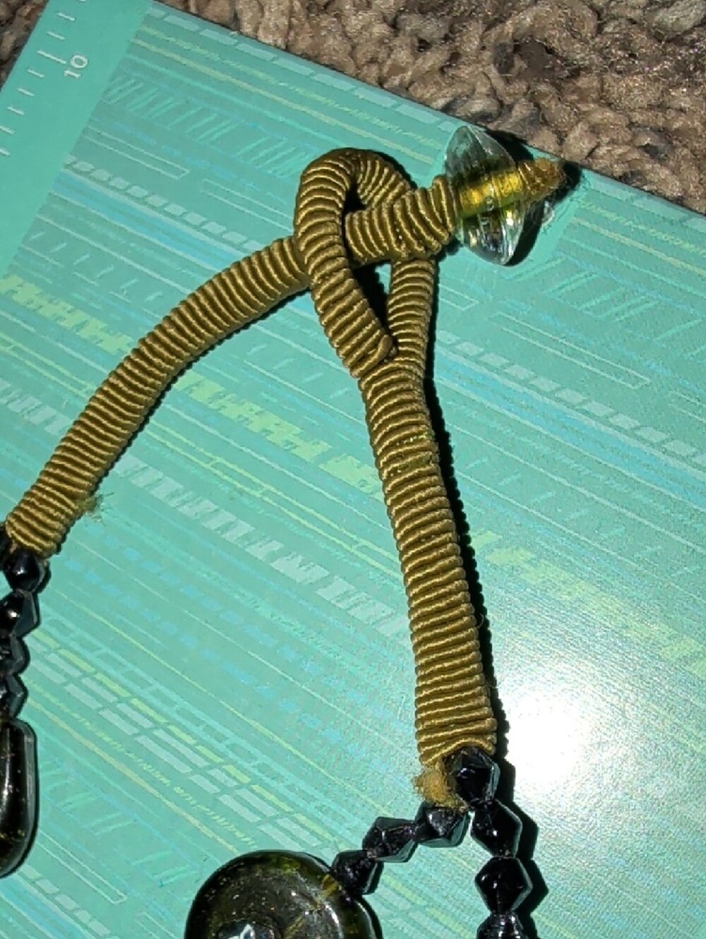 1950's Dual Strand Murano Venetian Olive Green Glass Millefiori Bead Necklace - Picture 3 of 16
